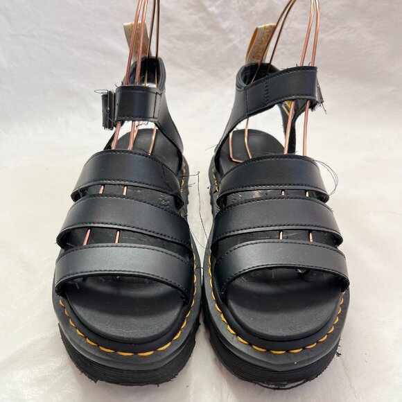 Dr Martens Vegan Blaire sandals US womens 8 black faux leather buckle chunky doc - Picture 2 of 11